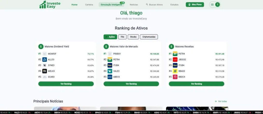 Tela do InvesteEasy (desktop)